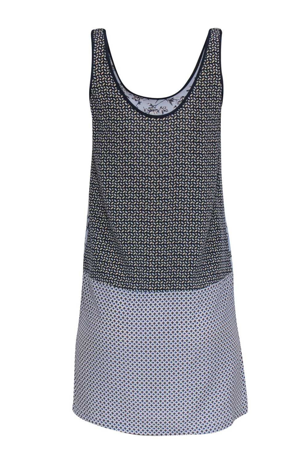 Joie - Blue Multi-Print Silk Shift Dress Sz XS - image 3