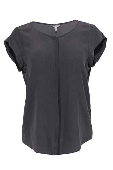Joie - Gray Short Sleeved Silk Button-Front Top Sz