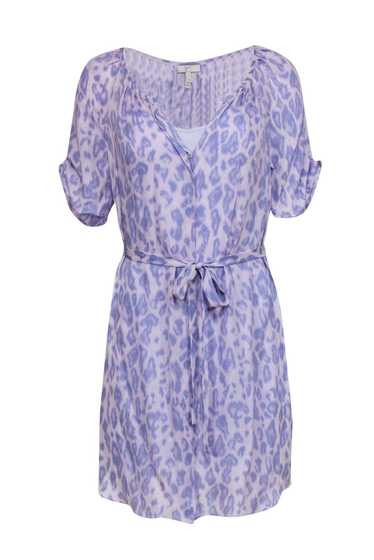 Joie - Lilac Leopard Print Short Sleeve Belted Shi