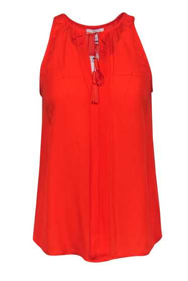 Joie - Orange Silk Pleated "Airlan" Tank w/ Tassel