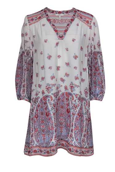 Joie - Red, White & Blue Paisley Print Silk Shift… - image 1