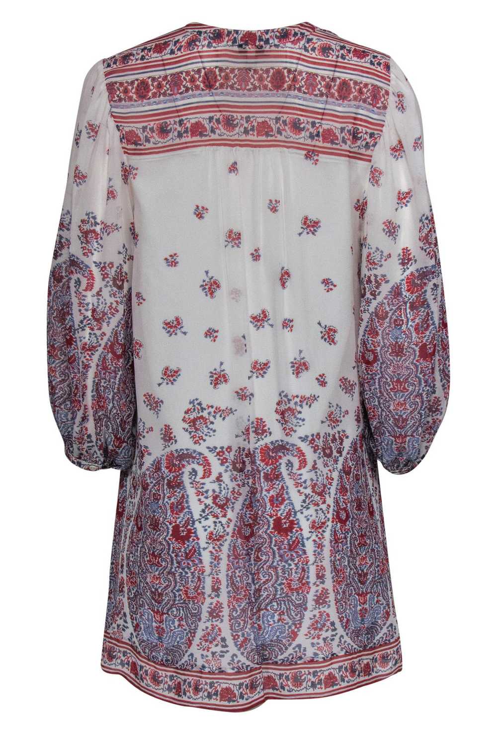 Joie - Red, White & Blue Paisley Print Silk Shift… - image 3