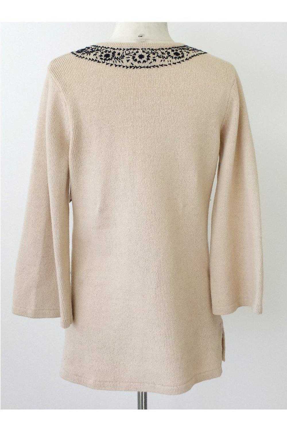 Joie - Tan Cotton & Cashmere Sweater w/ Embroider… - image 3