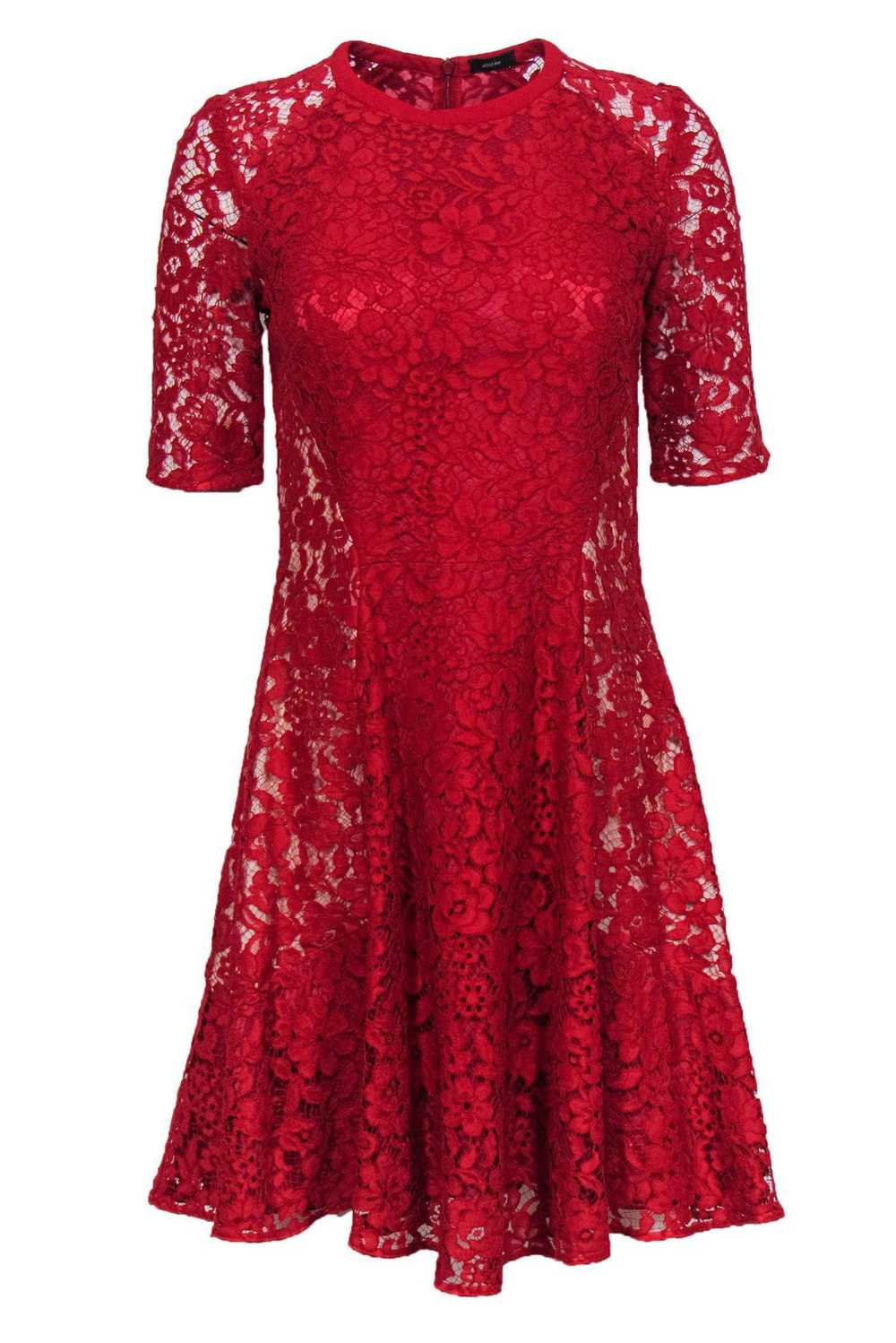 Joseph - Red Lace Cropped Sleeve Cocktail Dress S… - image 1
