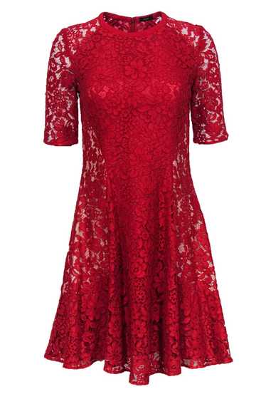 Joseph - Red Lace Cropped Sleeve Cocktail Dress Sz