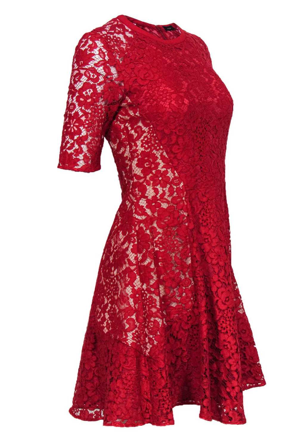 Joseph - Red Lace Cropped Sleeve Cocktail Dress S… - image 2