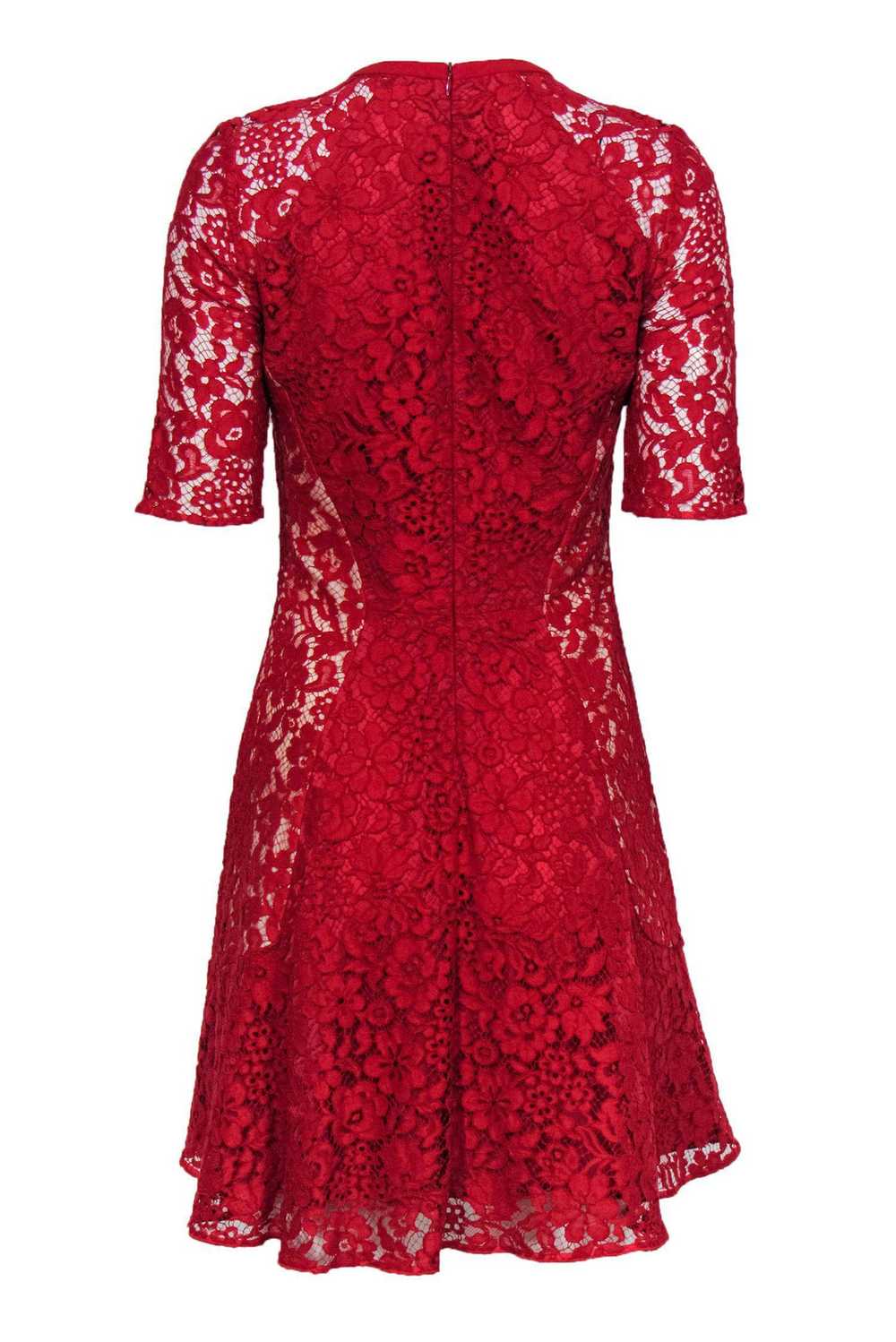 Joseph - Red Lace Cropped Sleeve Cocktail Dress S… - image 3