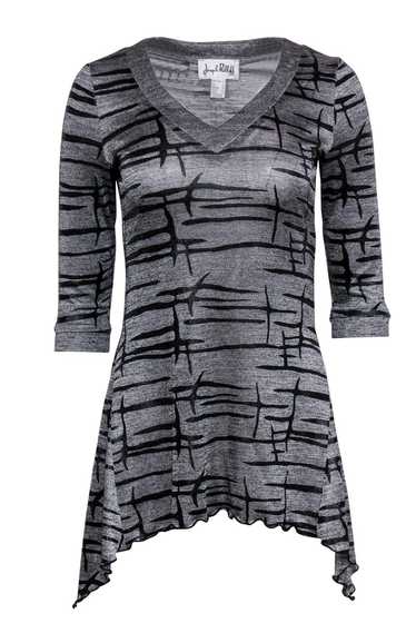 Joseph Ribkoff - Metallic Gray Patterned Tunic-Sty