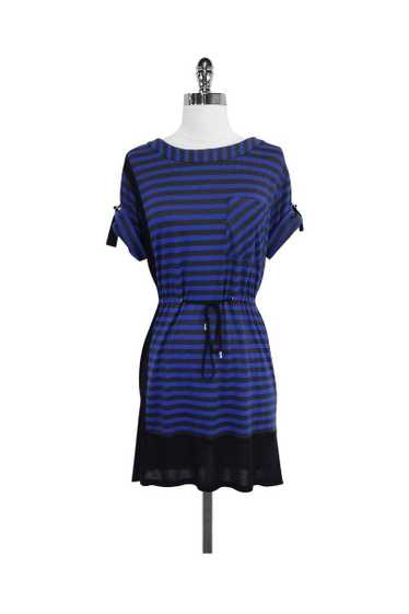 Karen Millen - Black & Blue Striped Short Sleeves 