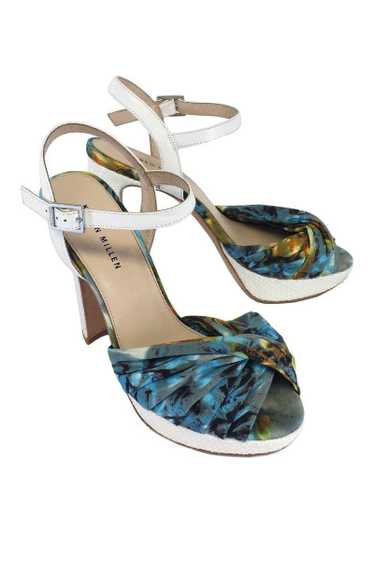 Karen Millen - Blue & Yellow Fabric Open Toe l Hee