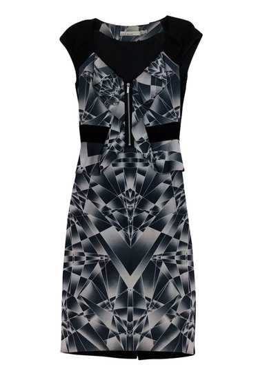 Karen Millen - Geo Print Zip Front Sheath Sz 2