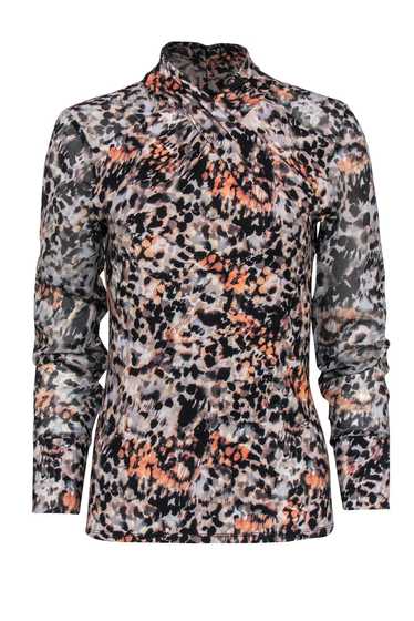 Karen Millen - Gray & Orange Leopard Speckled Mes… - image 1