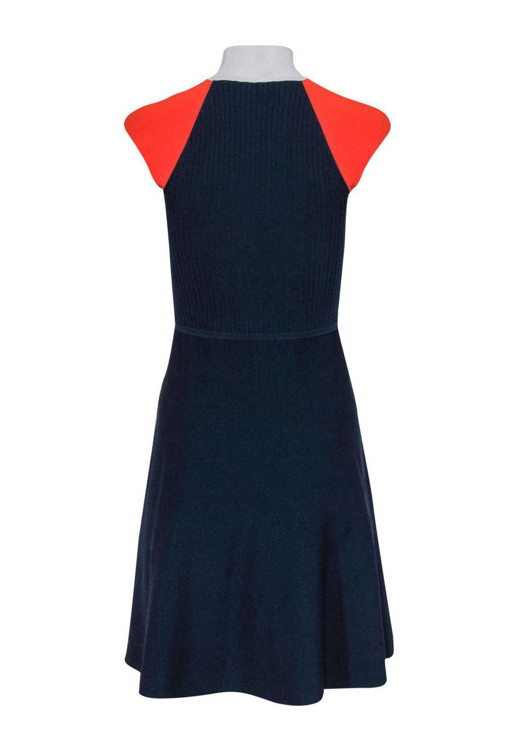 Karen Millen - Navy & Orange Ribbed Knit Short Sl… - image 3