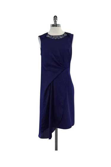 Karen Millen - Purple Silk Embellished Neckline Dr