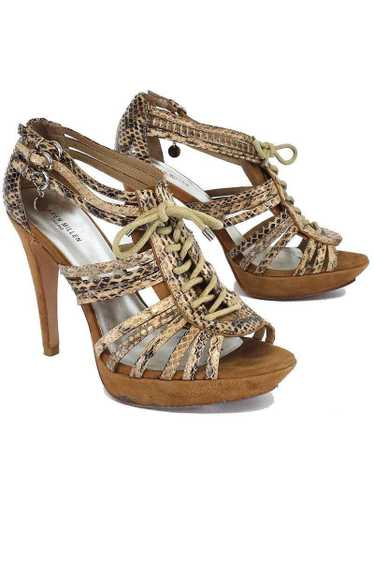 Karen Millen - Tan Snakeskin Leather Embossed Heel