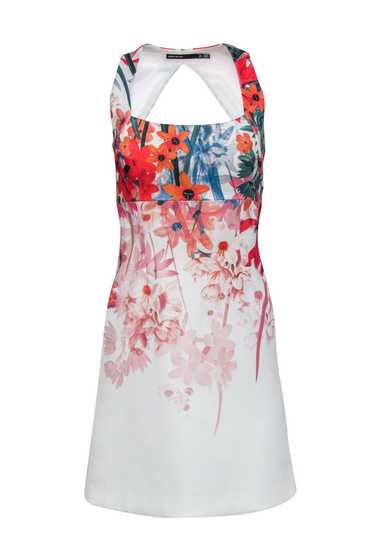Karen Millen - White Floral Print Open Back Dress 
