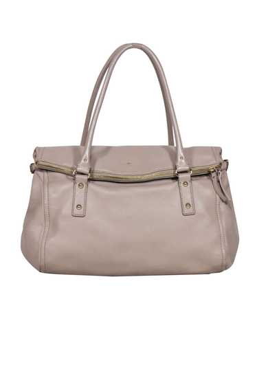 Kate Spade - Beige Pebbled Leather Fold-Over Slouc