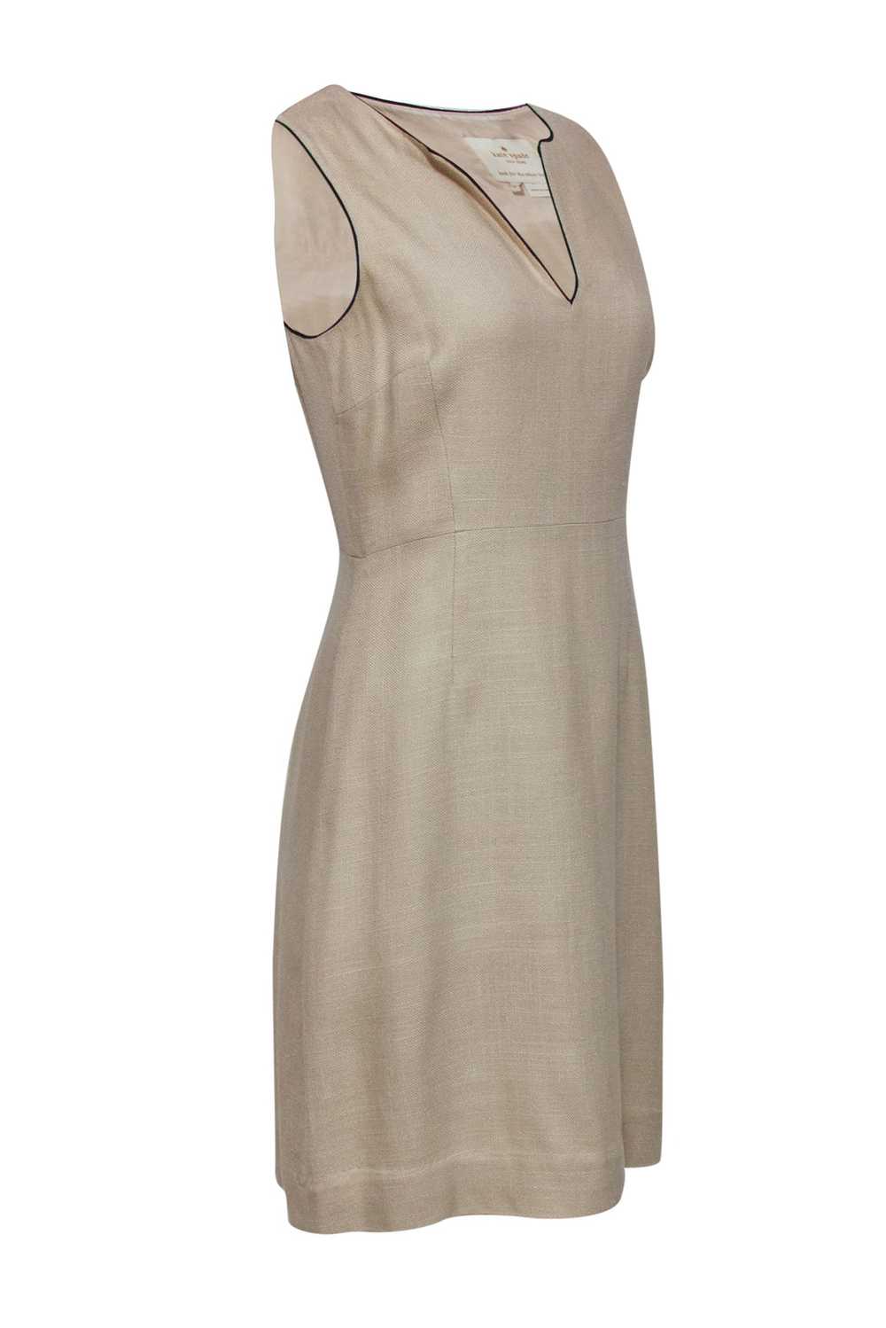 Kate Spade - Beige Woven A-Line Dress w/ Contrast… - image 2