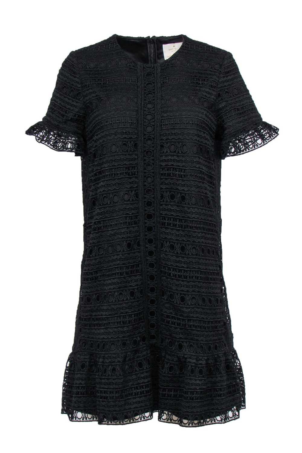 Kate Spade - Black Lace Short Sleeve Shift Dress … - image 1