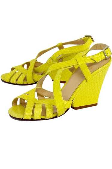 Kate Spade - Lime Yellow Snakeskin Leather Wedges 