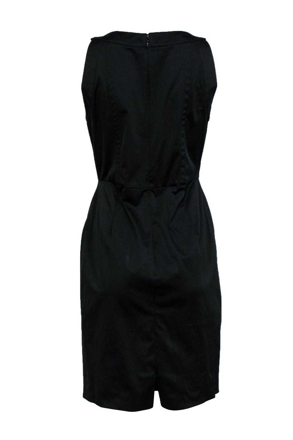 Kay Unger - Black Satin Sheath Dress w/ Button Fr… - image 3