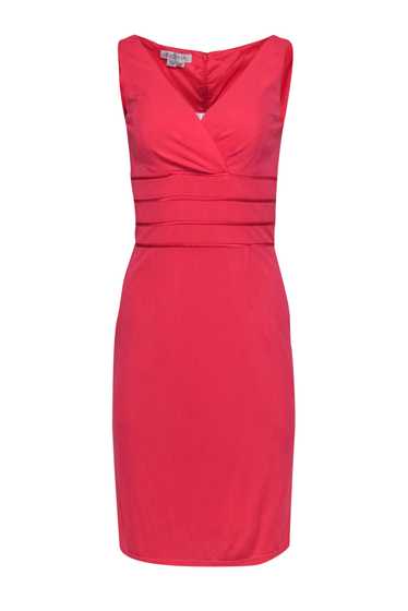 Kay Unger - Coral Sheath Midi Dress w/ Silk Trim … - image 1