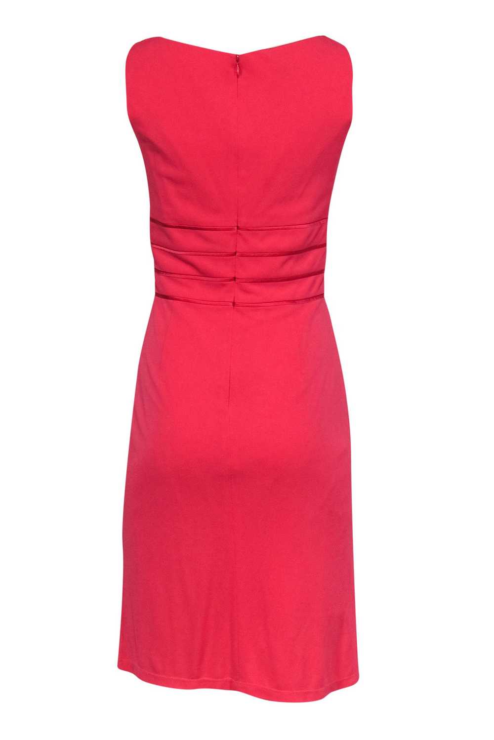 Kay Unger - Coral Sheath Midi Dress w/ Silk Trim … - image 3