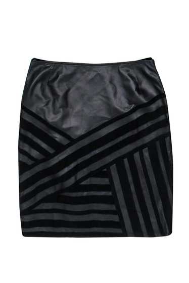 Lafayette 148 - Black Leather Pencil Skirt w/ Stri