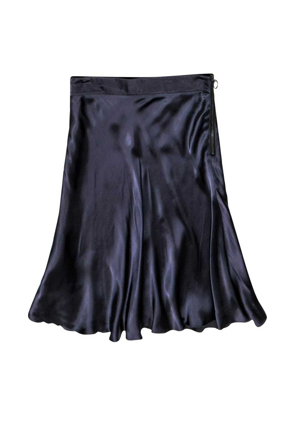 Lanvin - Dark Gray Silk Flared Hem Midi Skirt Sz … - image 1