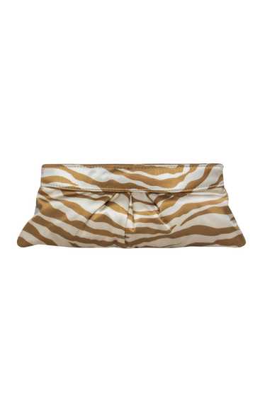 Lauren Merkin - Tan & Cream Satin Zebra Print Clut