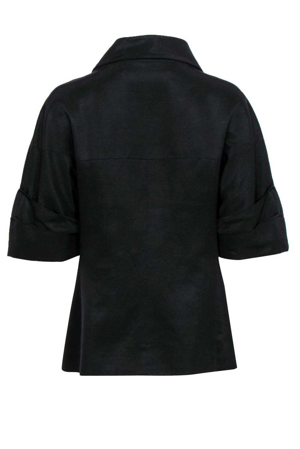 Lela Rose - Black Cowl Neck Snap Button Jacket Sz… - image 3