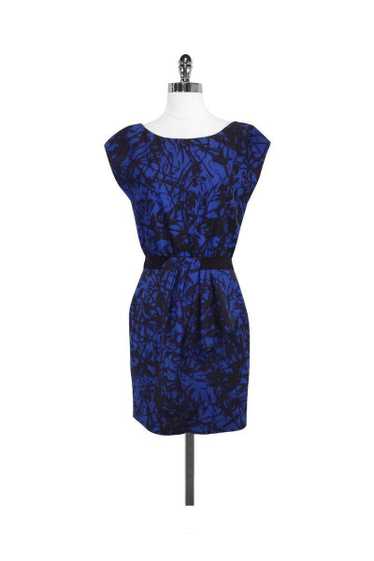 Lela Rose - Blue & Black Print Wool Blend Dress Sz
