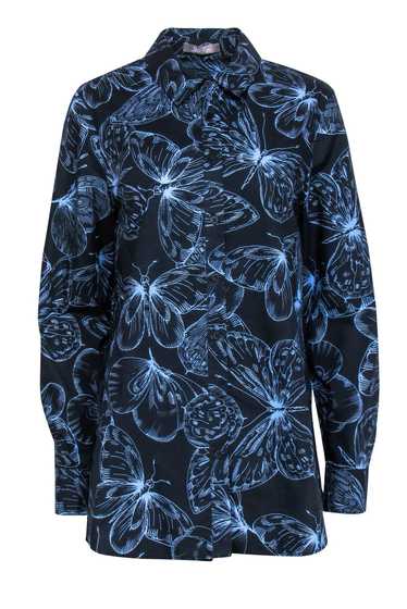 Lela Rose - Navy & Blue Butterfly Printed Cotton B