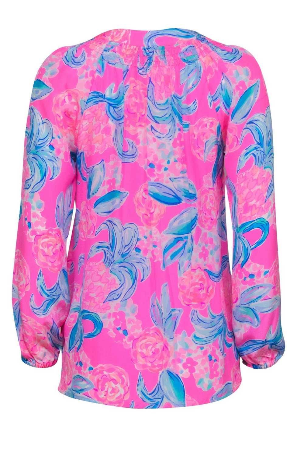 Lilly Pulitzer - Bright Pink & Blue Floral Silk P… - image 3