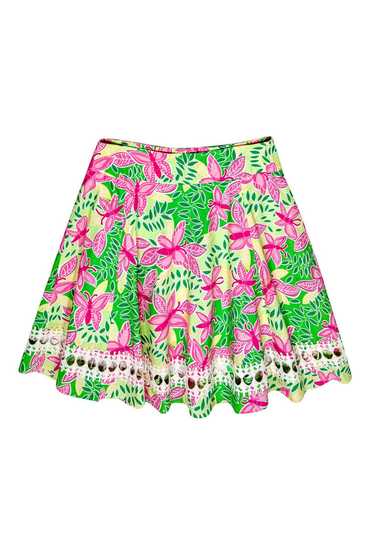 Lilly Pulitzer - Green & Pink Leaf & Butterfly Pri