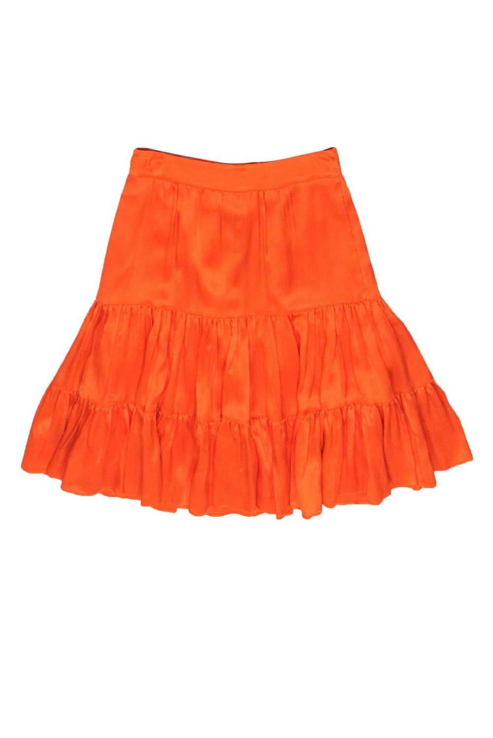 Lilly Pulitzer - Neon Orange Silk Satin A-Line Ti… - image 1
