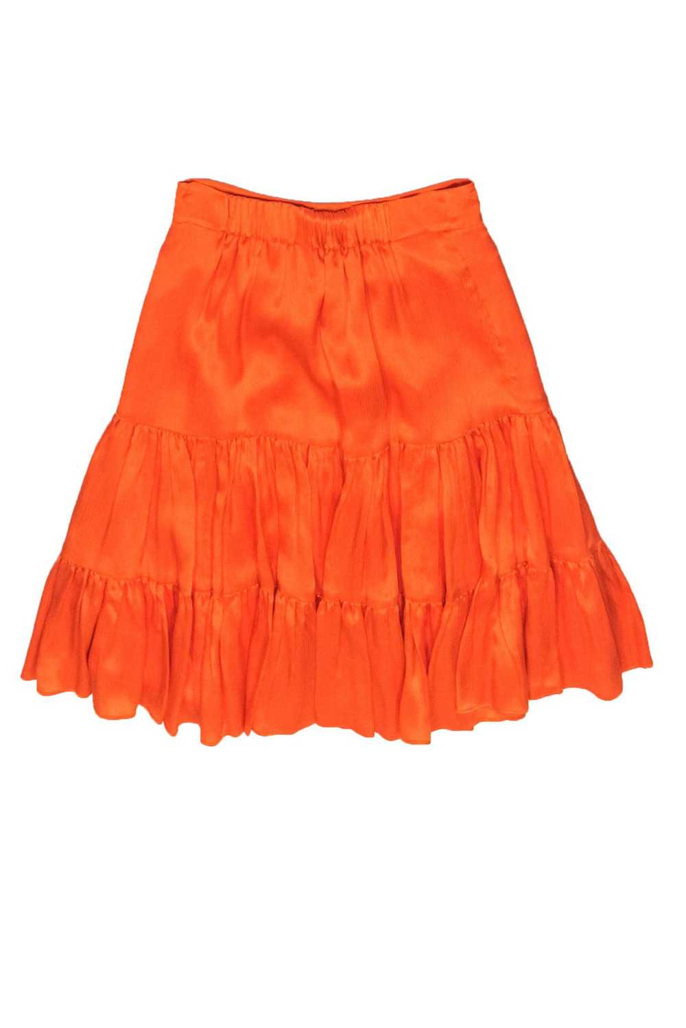 Lilly Pulitzer - Neon Orange Silk Satin A-Line Ti… - image 2