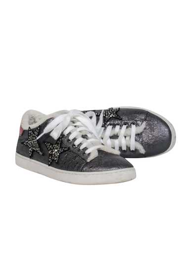 Lola Cruz - Silver Leather Low Top Sneakers w/ Jew