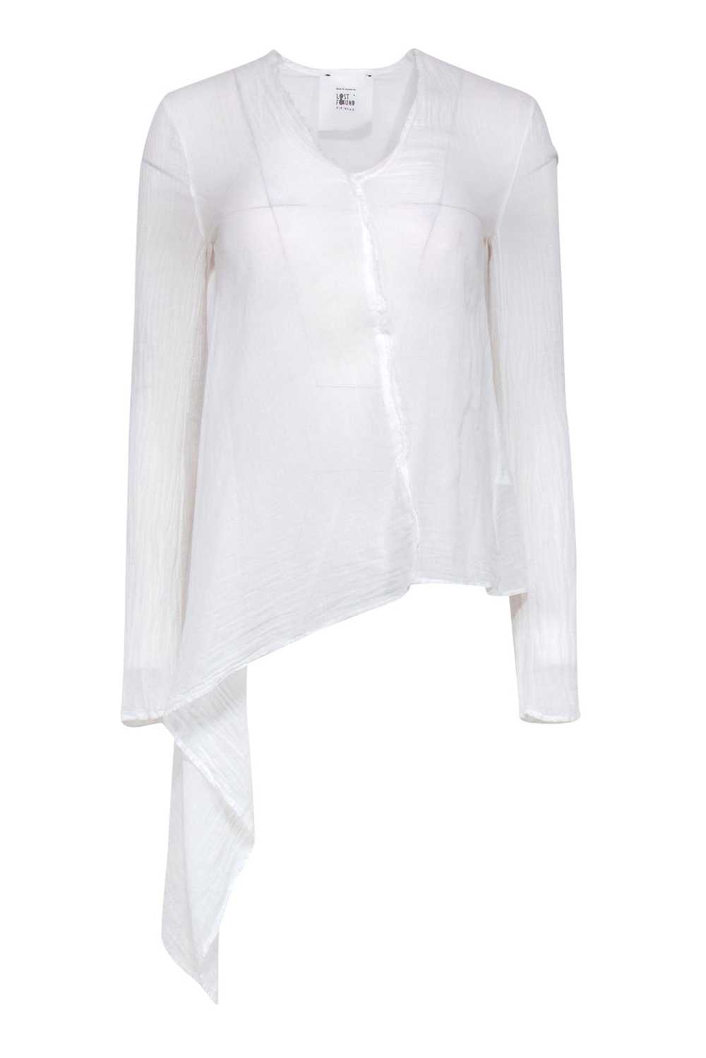 Lost & Found - White Sheer Long Sleeve Blouse w/ … - image 1