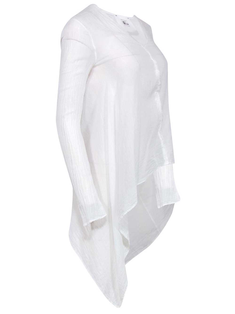 Lost & Found - White Sheer Long Sleeve Blouse w/ … - image 2