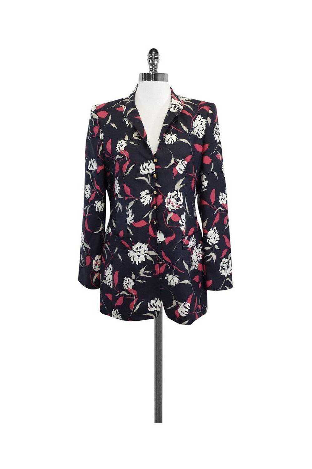 Louis Feraud - Floral Print Silk Suit Jacket Sz 8 - image 1