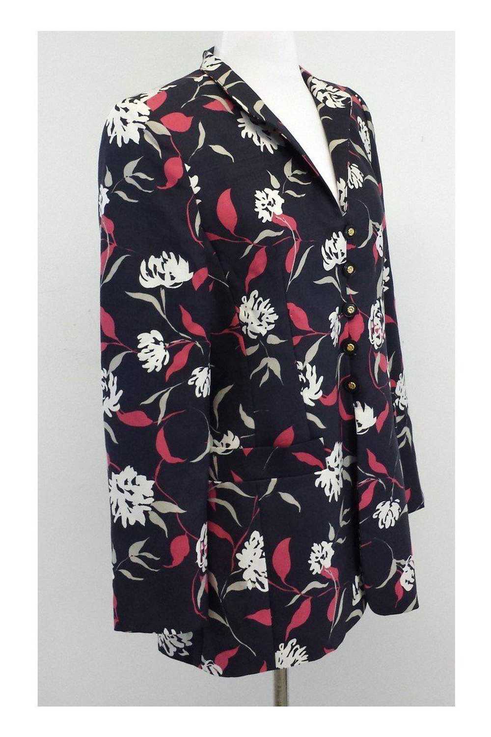Louis Feraud - Floral Print Silk Suit Jacket Sz 8 - image 2