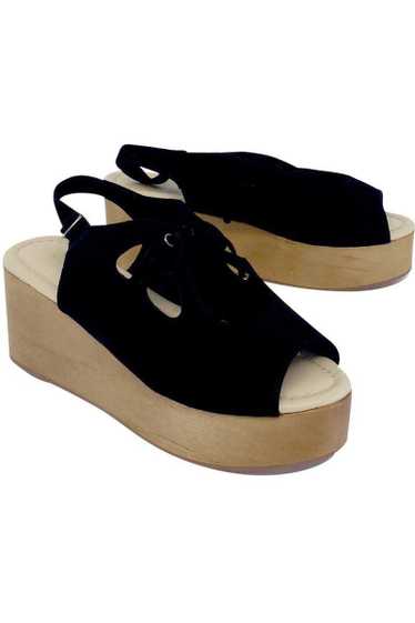 Madison Harding - Black Suede Wooden Platform Heel
