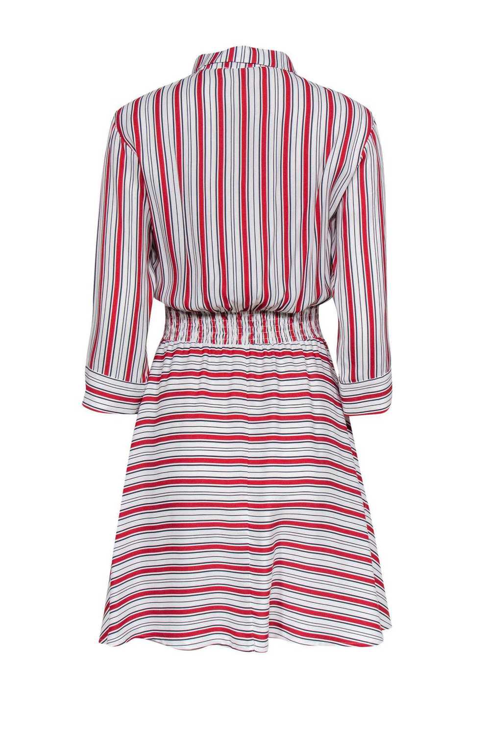 Maje - White & Red Striped Shirt Dress Sz L - image 3