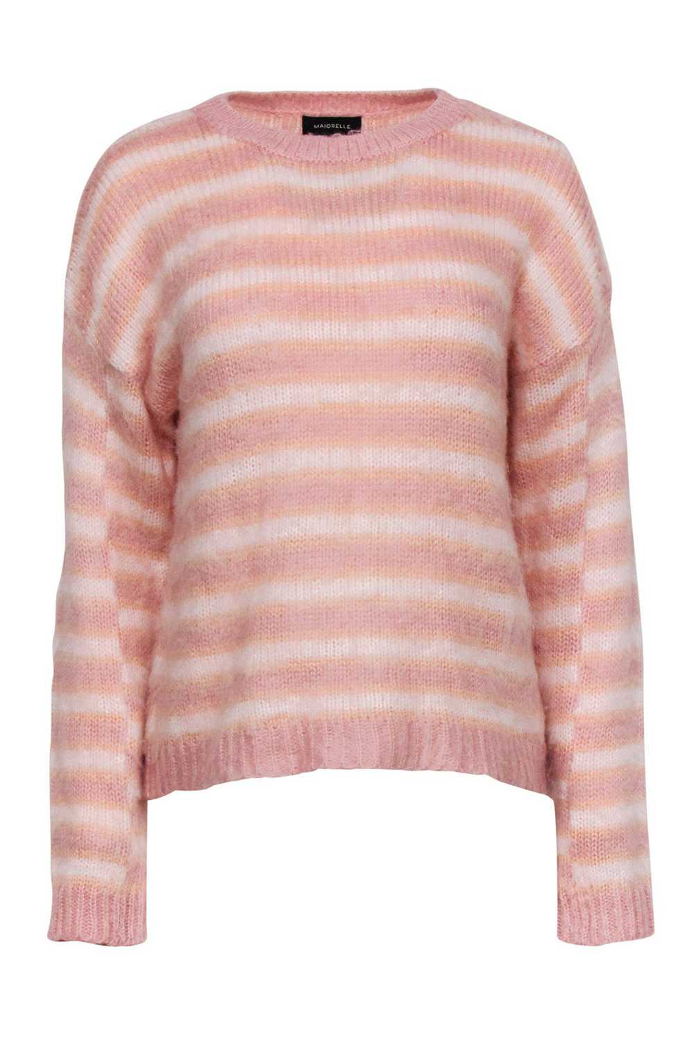 Majorelle - Pink & Peach Striped Fuzzy Sweater Sz… - image 1