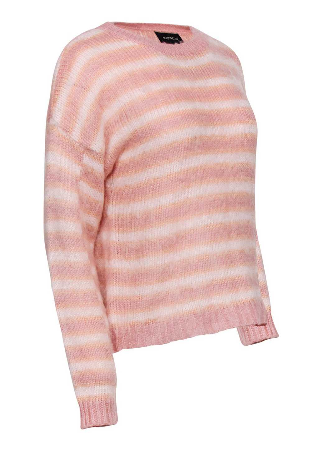 Majorelle - Pink & Peach Striped Fuzzy Sweater Sz… - image 2