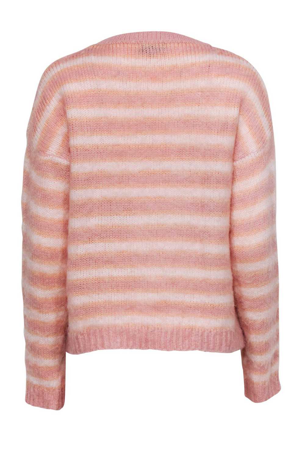 Majorelle - Pink & Peach Striped Fuzzy Sweater Sz… - image 3