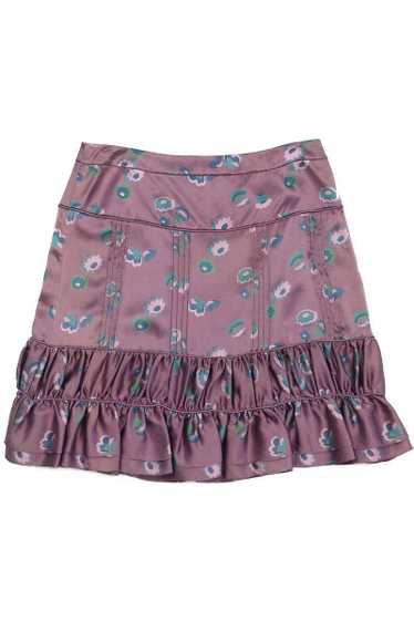 Marc Jacobs - Mauve Pleated & Ruffle Floral Silk S