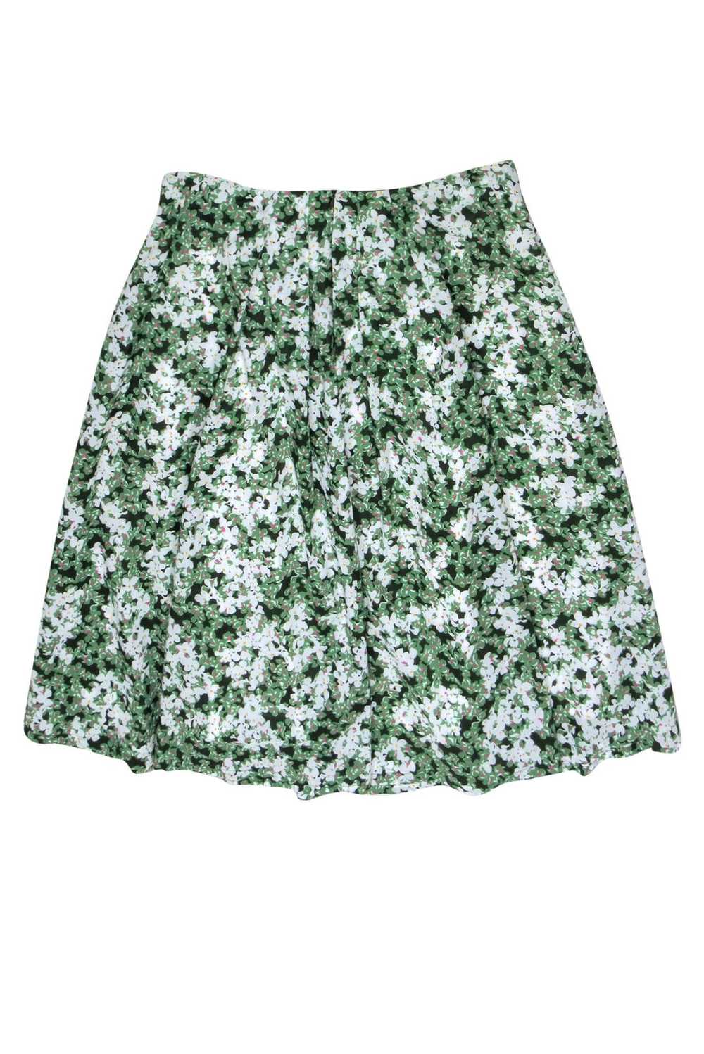 Marimekko - Green & White Floral Print Pleated Mi… - image 2