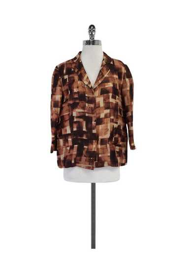 Marni - Brown & Tan Print Silk & Linen Jacket Sz 2